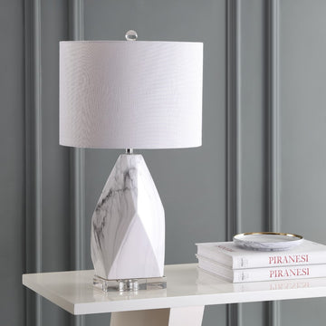 Oslo 25.5" Ceramic Marble/Crystal LED Table Lamp - JONATHAN Y